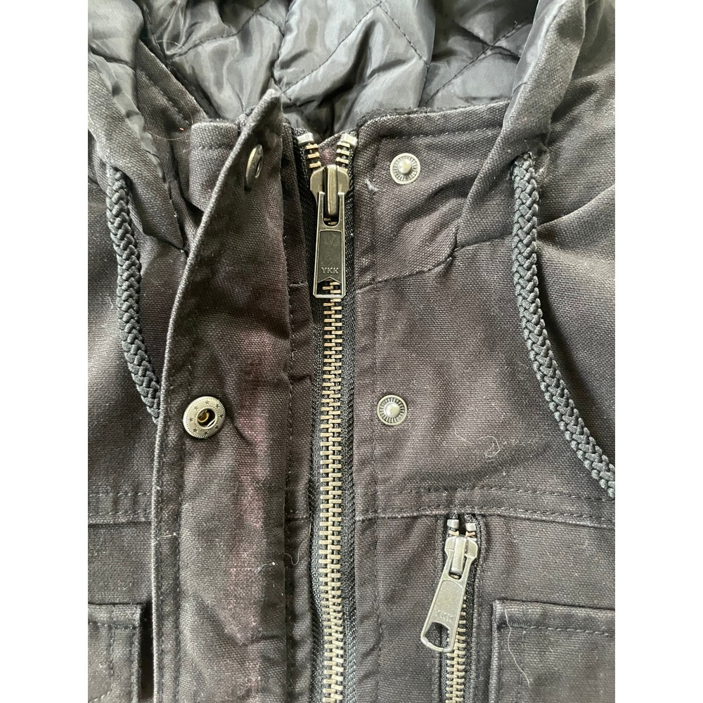Berne Womens Large Hooded Work Jacket Black Quilted Lined Canvas Utility WCH63BK - Picture 9 of 16